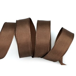3 m x 25 mm Drahtkantenband LEO BRAUN Mittelbraun (520) Dekoband mit Drahtkanten einfarbig Geschenkband Stoffband Schleifenband Visco Draht