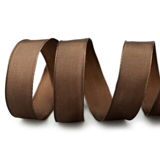 3 m x 25 mm Drahtkantenband LEO BRAUN Mittelbraun (520) Dekoband mit Drahtkanten einfarbig Geschenkband Stoffband Schleifenband Visco Draht