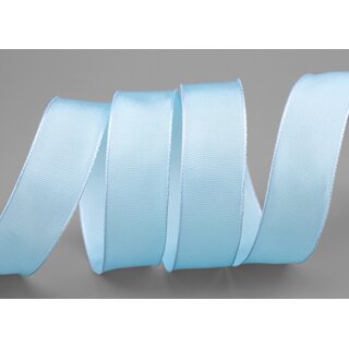 3 m x 25 mm Drahtkantenband LEO HELLBLAU (602) Dekoband mit Drahtkanten einfarbig Geschenkband Stoffband Schleifenband Visco Draht