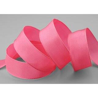 3 m x 25 mm Drahtkantenband LEO BABY PINK Rosa (606) Dekoband mit Drahtkanten einfarbig Geschenkband Stoffband Schleifenband Visco Draht