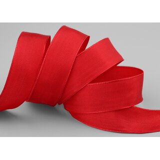 3 m x 25 mm Drahtkantenband LEO ROT (609) Dekoband mit Drahtkanten einfarbig Geschenkband Stoffband Schleifenband Visco Draht
