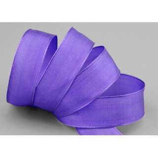 3 m x 25 mm Drahtkantenband LEO LAVENDEL Flieder Dunkel (611) Dekoband mit Drahtkanten einfarbig Geschenkband Stoffband Schleifenband Visco Draht