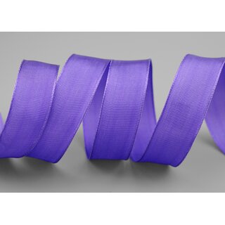 3 m x 25 mm Drahtkantenband LEO LAVENDEL Flieder Dunkel (611) Dekoband mit Drahtkanten einfarbig Geschenkband Stoffband Schleifenband Visco Draht