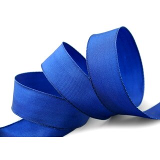 3 m x 25 mm Drahtkantenband LEO BLAU Royalblau (614) Dekoband mit Drahtkanten einfarbig Geschenkband Stoffband Schleifenband Visco Draht