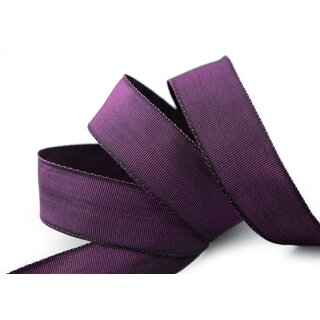 3 m x 25 mm Drahtkantenband LEO AUBERGINE Lila (710) Dekoband mit Drahtkanten einfarbig Geschenkband Stoffband Schleifenband Visco Draht