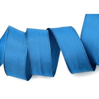 3 m x 25 mm Drahtkantenband LEO KORNBLAU Blau (712) Dekoband mit Drahtkanten einfarbig Geschenkband Stoffband Schleifenband Visco Draht