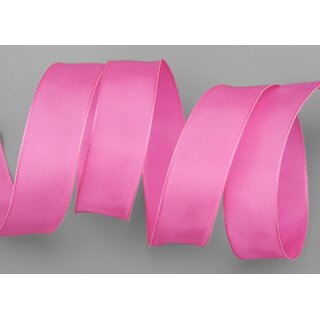 25 m x 25 mm Drahtkantenband LEO PINK (020) Dekoband mit Drahtkanten einfarbig Geschenkband Stoffband Schleifenband Visco Draht