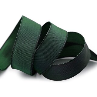 25 m x 25 mm Drahtkantenband LEO TANNENGRN Dunkelgrn Grn (035) Dekoband mit Drahtkanten einfarbig Geschenkband Stoffband Schleifenband Visco Draht