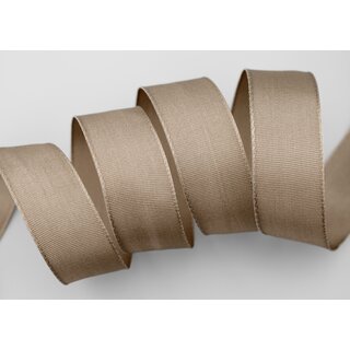 25 m x 25 mm Drahtkantenband LEO TAUPE Toffee (115) Dekoband mit Drahtkanten einfarbig Geschenkband Stoffband Schleifenband Visco Draht