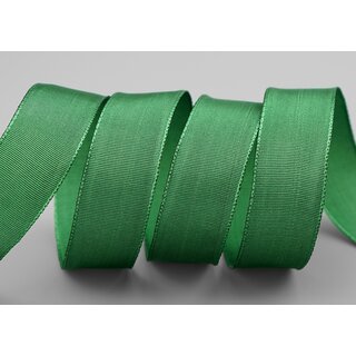 25 m x 25 mm Drahtkantenband LEO GRN Grasgrn (137) Dekoband mit Drahtkanten einfarbig Geschenkband Stoffband Schleifenband Visco Draht