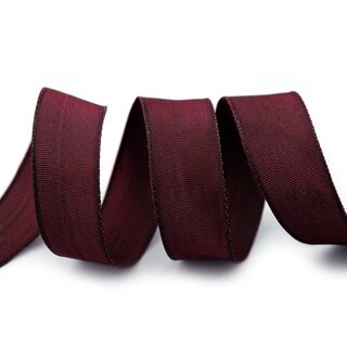 25 m x 25 mm Drahtkantenband LEO BORDEAUX Weinrot (194) Dekoband mit Drahtkanten einfarbig Geschenkband Stoffband Schleifenband Visco Draht