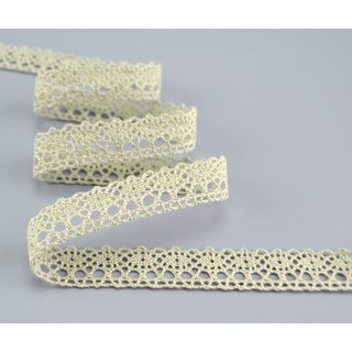 Spitzenband Emilia Schilfgrn / HELLGRN Baumwollspitze 1 m x 15 mm Meterware Spitzenborte Hkelspitze