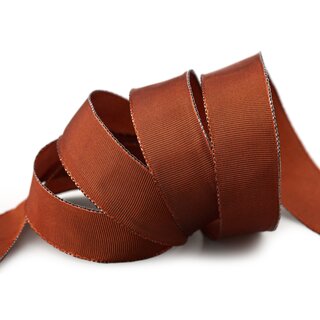 25 m x 25 mm Drahtkantenband LEO HELLBRAUN Terrakotta (233) Dekoband mit Drahtkanten einfarbig Geschenkband Stoffband Schleifenband Visco Draht
