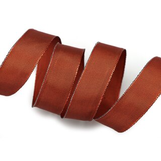 25 m x 25 mm Drahtkantenband LEO HELLBRAUN Terrakotta (233) Dekoband mit Drahtkanten einfarbig Geschenkband Stoffband Schleifenband Visco Draht