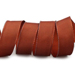 25 m x 25 mm Drahtkantenband LEO HELLBRAUN Terrakotta (233) Dekoband mit Drahtkanten einfarbig Geschenkband Stoffband Schleifenband Visco Draht