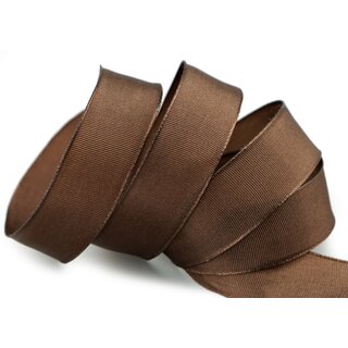 25 m x 25 mm Drahtkantenband LEO BRAUN Mittelbraun (520) Dekoband mit Drahtkanten einfarbig Geschenkband Stoffband Schleifenband Visco Draht