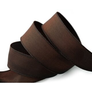 25 m x 25 mm Drahtkantenband LEO DUNKELBRAUN Schokobraun (523) Dekoband mit Drahtkanten einfarbig Geschenkband Stoffband Schleifenband Visco Draht