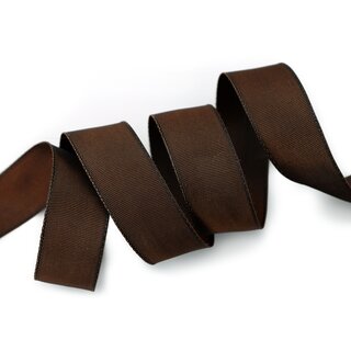 25 m x 25 mm Drahtkantenband LEO DUNKELBRAUN Schokobraun (523) Dekoband mit Drahtkanten einfarbig Geschenkband Stoffband Schleifenband Visco Draht