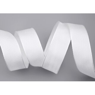 25 m x 25 mm Drahtkantenband LEO WEISS (601) Dekoband mit Drahtkanten einfarbig Geschenkband Stoffband Schleifenband Visco Draht