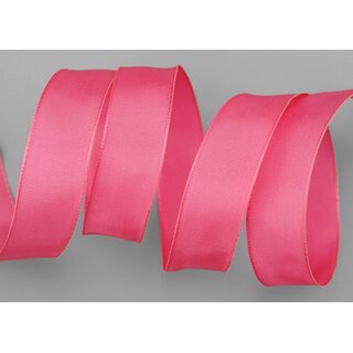 25 m x 25 mm Drahtkantenband LEO BABY PINK Rosa (606) Dekoband mit Drahtkanten einfarbig Geschenkband Stoffband Schleifenband Visco Draht