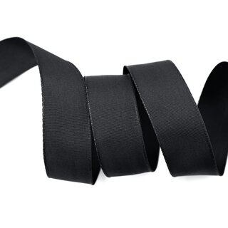 25 m x 25 mm Drahtkantenband LEO SCHWARZ (613) Dekoband mit Drahtkanten einfarbig Geschenkband Stoffband Schleifenband Visco Draht