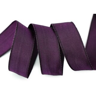 25 m x 25 mm Drahtkantenband LEO AUBERGINE Lila (710) Dekoband mit Drahtkanten einfarbig Geschenkband Stoffband Schleifenband Visco Draht