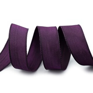 25 m x 25 mm Drahtkantenband LEO AUBERGINE Lila (710) Dekoband mit Drahtkanten einfarbig Geschenkband Stoffband Schleifenband Visco Draht