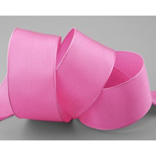 3 m x 40 mm Drahtkantenband LEO PINK (020) Dekoband mit Drahtkanten einfarbig Geschenkband Stoffband Schleifenband Visco Draht