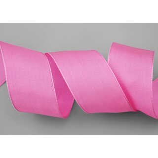 3 m x 40 mm Drahtkantenband LEO PINK (020) Dekoband mit Drahtkanten einfarbig Geschenkband Stoffband Schleifenband Visco Draht