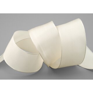 3 m x 40 mm Drahtkantenband LEO CREME Ivory (104) Dekoband mit Drahtkanten einfarbig Geschenkband Stoffband Schleifenband Visco Draht