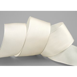 3 m x 40 mm Drahtkantenband LEO CREME Ivory (104) Dekoband mit Drahtkanten einfarbig Geschenkband Stoffband Schleifenband Visco Draht
