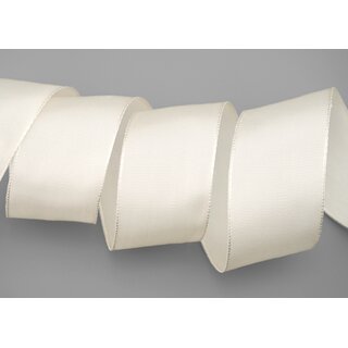 3 m x 40 mm Drahtkantenband LEO CREME Ivory (104) Dekoband mit Drahtkanten einfarbig Geschenkband Stoffband Schleifenband Visco Draht