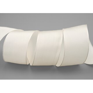 3 m x 40 mm Drahtkantenband LEO CREME Ivory (104) Dekoband mit Drahtkanten einfarbig Geschenkband Stoffband Schleifenband Visco Draht