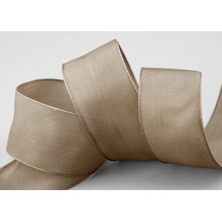 3 m x 40 mm Drahtkantenband LEO TAUPE Toffee (115) Dekoband mit Drahtkanten einfarbig Geschenkband Stoffband Schleifenband Visco Draht