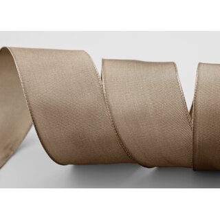 3 m x 40 mm Drahtkantenband LEO TAUPE Toffee (115) Dekoband mit Drahtkanten einfarbig Geschenkband Stoffband Schleifenband Visco Draht