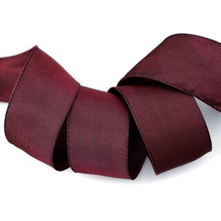 3 m x 40 mm Drahtkantenband LEO BORDEAUX Weinrot (194) Dekoband mit Drahtkanten einfarbig Geschenkband Stoffband Schleifenband Visco Draht