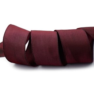 3 m x 40 mm Drahtkantenband LEO BORDEAUX Weinrot (194) Dekoband mit Drahtkanten einfarbig Geschenkband Stoffband Schleifenband Visco Draht