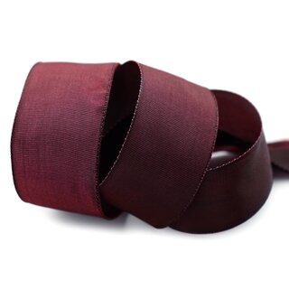 3 m x 40 mm Drahtkantenband LEO BORDEAUX Weinrot (194) Dekoband mit Drahtkanten einfarbig Geschenkband Stoffband Schleifenband Visco Draht