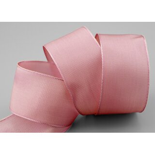 3 m x 40 mm Drahtkantenband LEO ALTROSA Puderrosa Rosa (204) Dekoband mit Drahtkanten einfarbig Geschenkband Stoffband Schleifenband Visco Draht