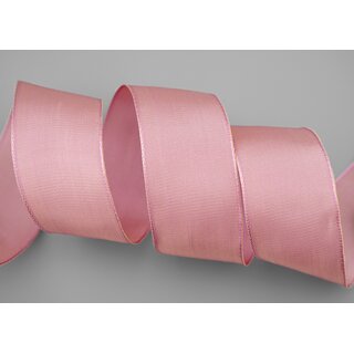3 m x 40 mm Drahtkantenband LEO ALTROSA Puderrosa Rosa (204) Dekoband mit Drahtkanten einfarbig Geschenkband Stoffband Schleifenband Visco Draht