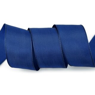 3 m x 40 mm Drahtkantenband LEO DUNKELBLAU (244) Dekoband mit Drahtkanten einfarbig Geschenkband Stoffband Schleifenband Visco Draht