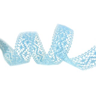 Spitzenband Emma HELLBLAU Baumwollspitze Spitze 1 m x  25 mm METERWARE
