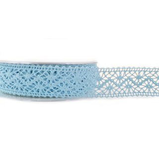 Spitzenband Emma HELLBLAU Baumwollspitze Spitze 1 m x  25 mm METERWARE