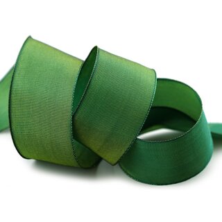 3 m x 40 mm Drahtkantenband LEO DUNKELGRN Grn (355) Dekoband mit Drahtkanten einfarbig Geschenkband Stoffband Schleifenband Visco Draht