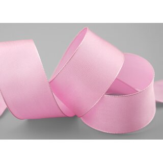 3 m x 40 mm Drahtkantenband LEO ROSA (604) Dekoband mit Drahtkanten einfarbig Geschenkband Stoffband Schleifenband Visco Draht