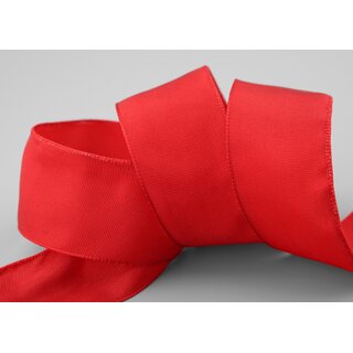 3 m x 40 mm Drahtkantenband LEO ROT (609) Dekoband mit Drahtkanten einfarbig Geschenkband Stoffband Schleifenband Visco Draht