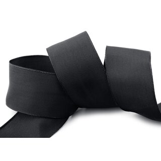 3 m x 40 mm Drahtkantenband LEO SCHWARZ (613) Dekoband mit Drahtkanten einfarbig Geschenkband Stoffband Schleifenband Visco Draht