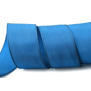 3 m x 40 mm Drahtkantenband LEO KORNBLAU Blau (712) Dekoband mit Drahtkanten einfarbig Geschenkband Stoffband Schleifenband Visco Draht
