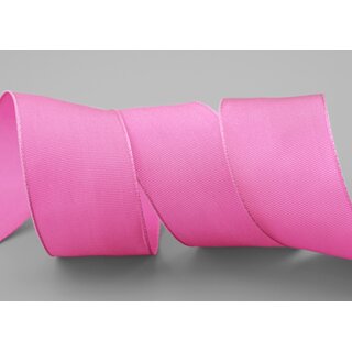 25 m x 40 mm Drahtkantenband LEO PINK (020) Dekoband mit Drahtkanten einfarbig Geschenkband Stoffband Schleifenband Visco Draht