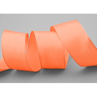 25 m x 40 mm Drahtkantenband LEO APRICOT Lachs (034) Dekoband mit Drahtkanten einfarbig Geschenkband Stoffband Schleifenband Visco Draht
